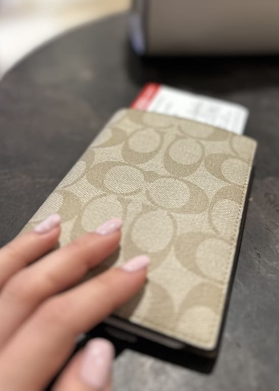 coach passport case in signature canvas