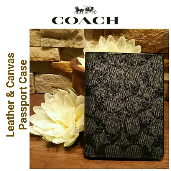 coach passport case in signature canvas