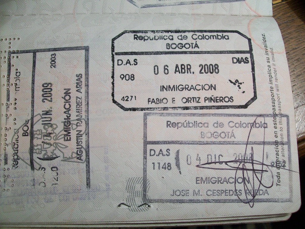 colombia passport stamp