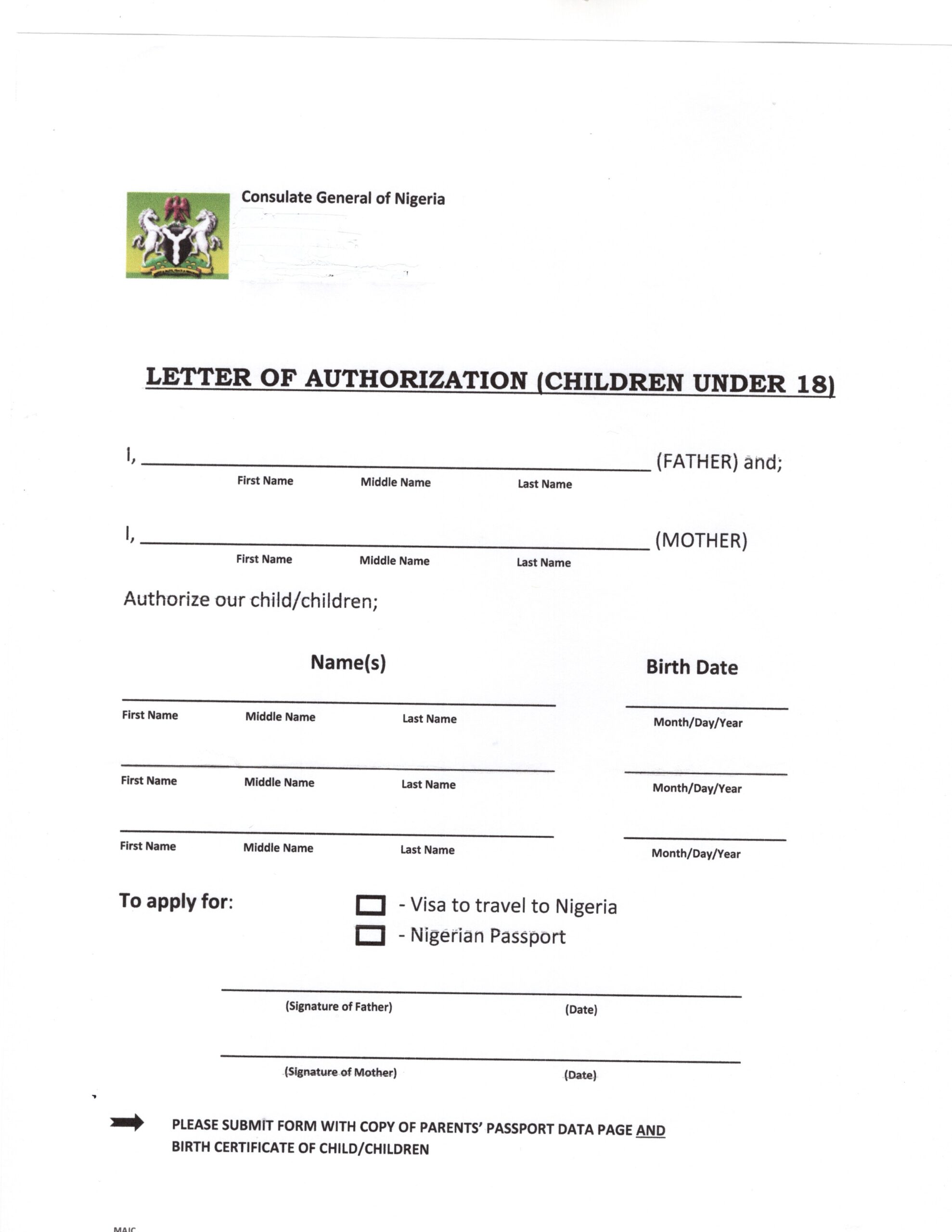 consent form for minor passport