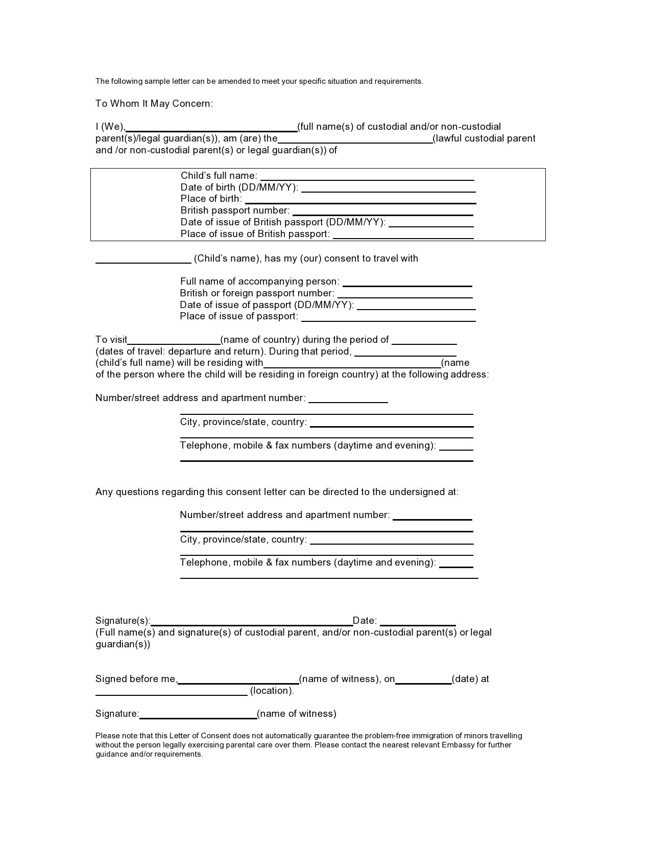 consent form for minor passport