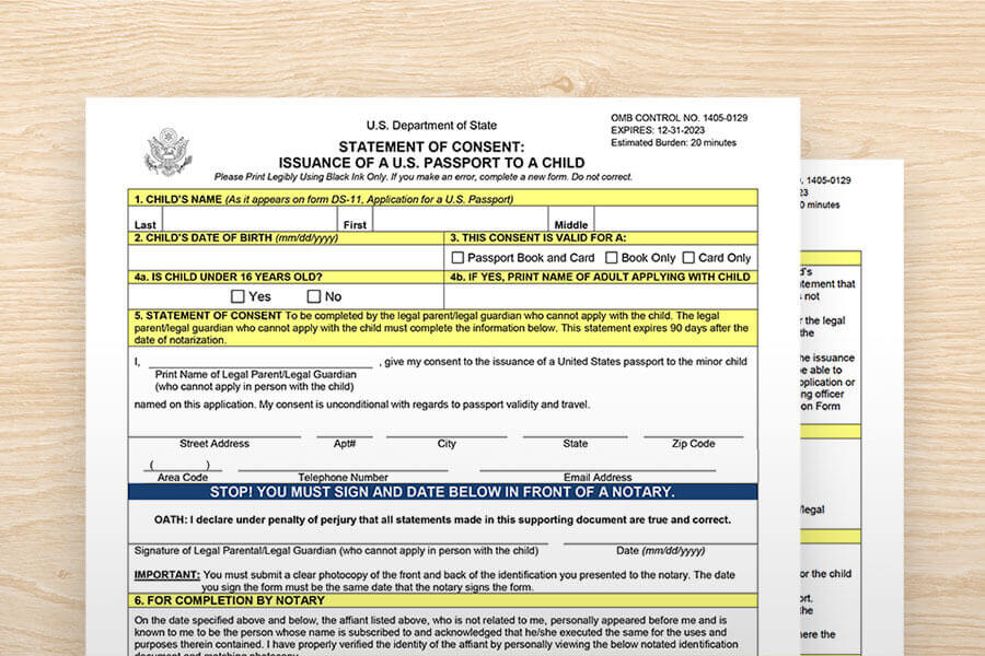 consent passport form