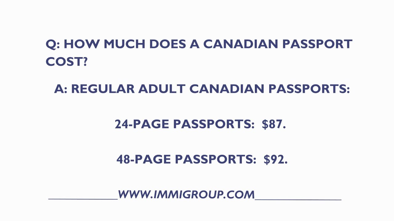 cost of canadian passport