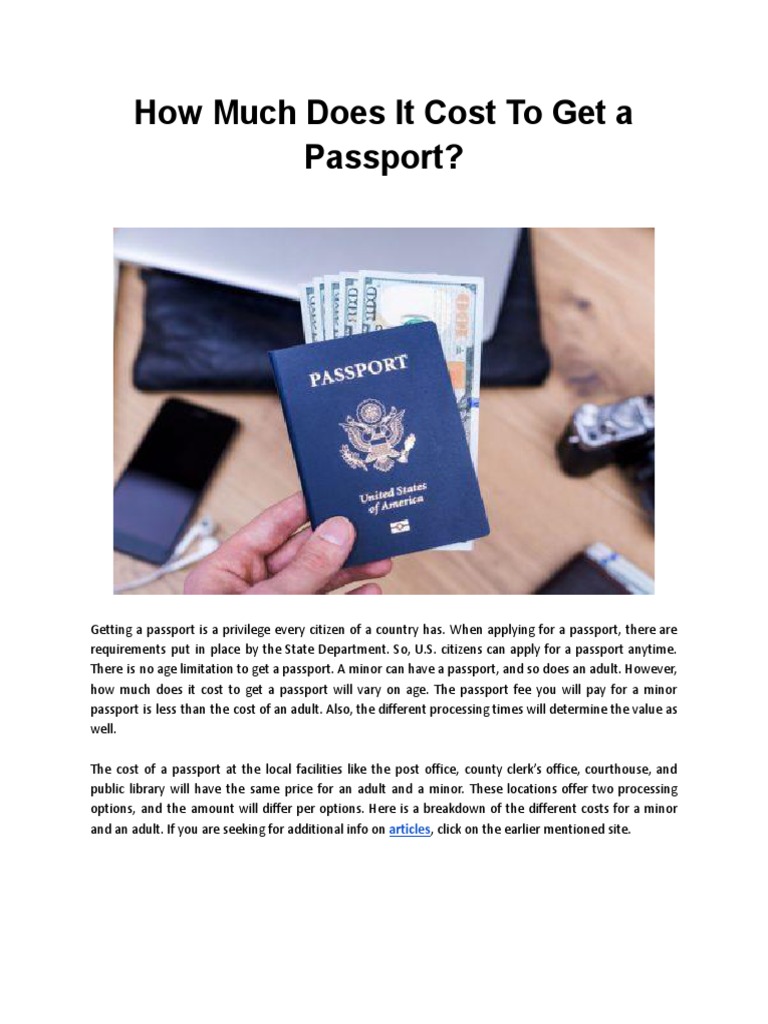 cost of minor passport