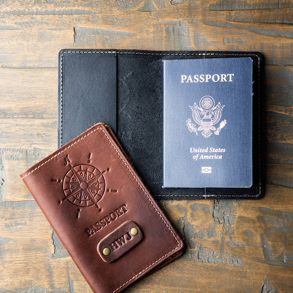 custom leather passport holder