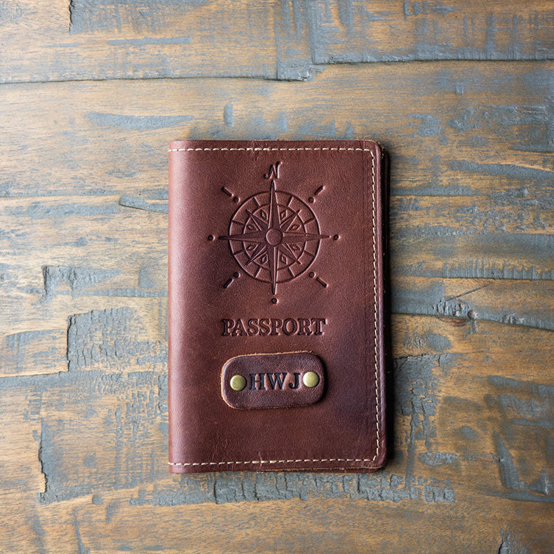 custom leather passport holder