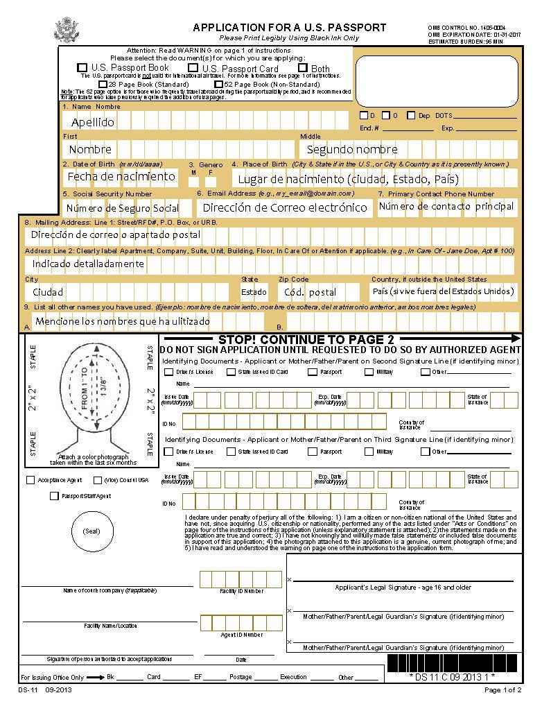 d-11 passport form