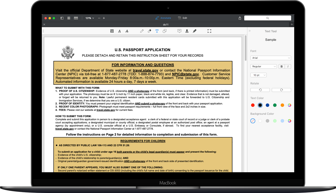 d11 form passport