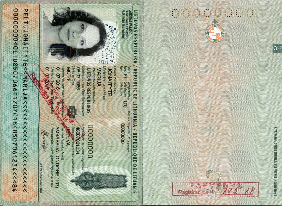 data page of passport