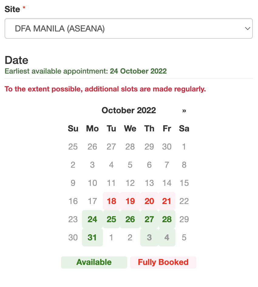 dfa appointment schedule for passport