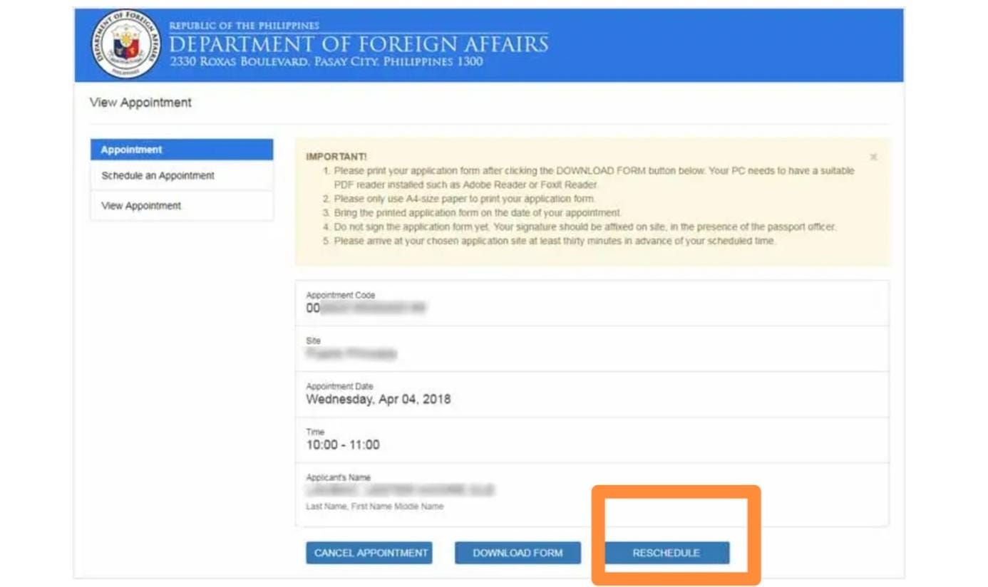 dfa appointment schedule for passport