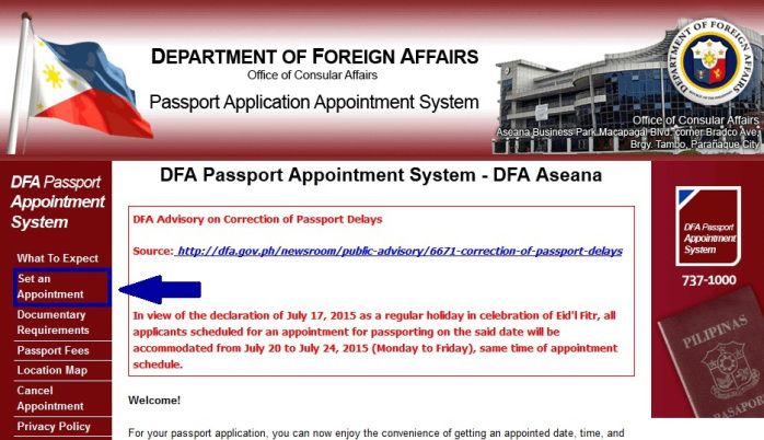 dfa online passport appointment system