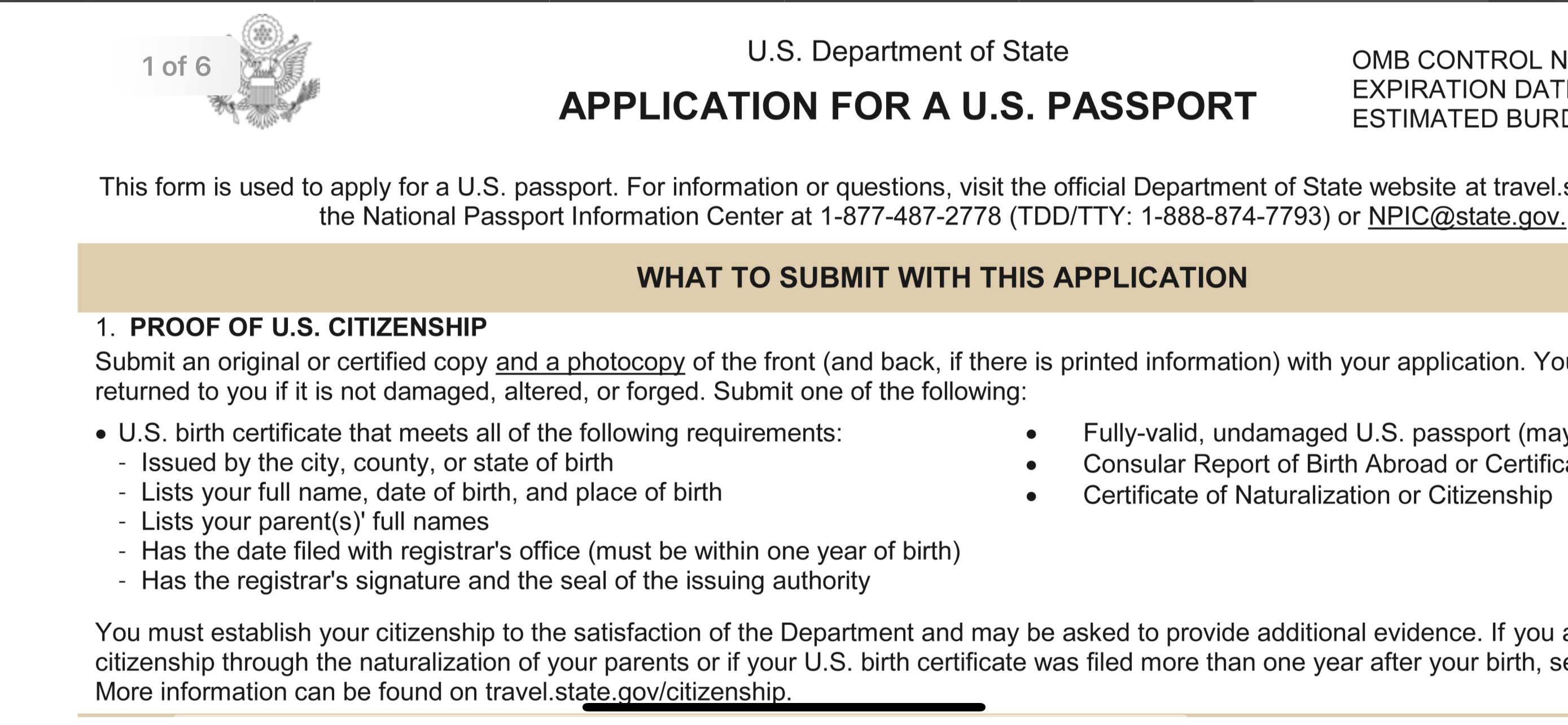 didn't get birth certificate back with passport