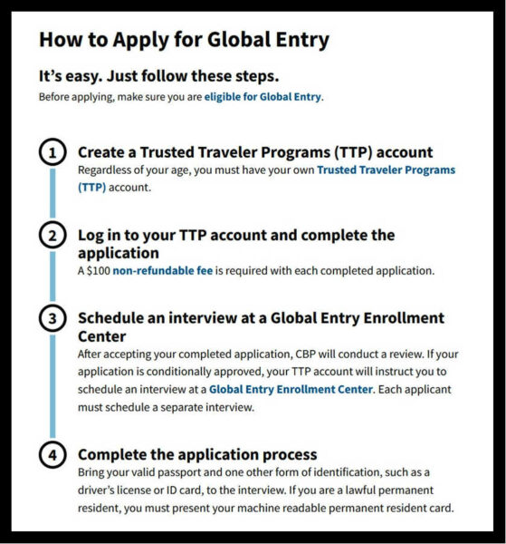 do you need a passport to apply for global entry