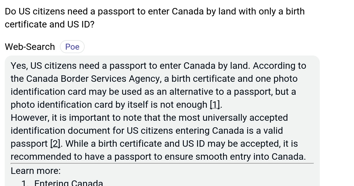 do you need passport to enter canada