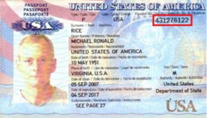 document number on passport card