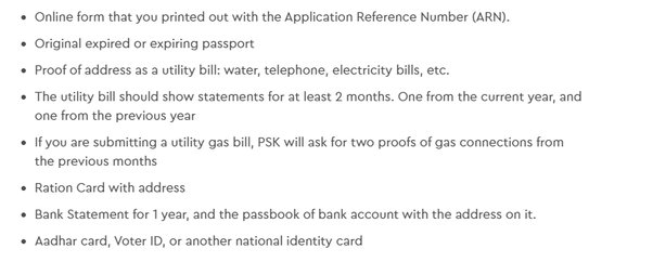 documents required for passport renewal