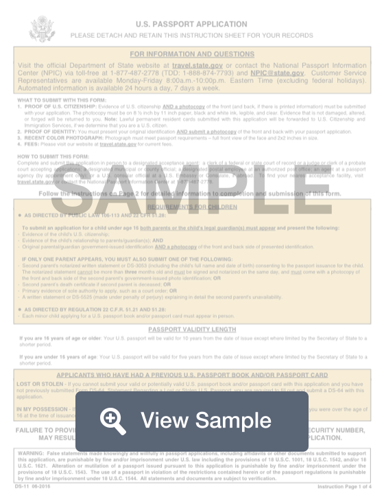 ds-11 application for a us passport