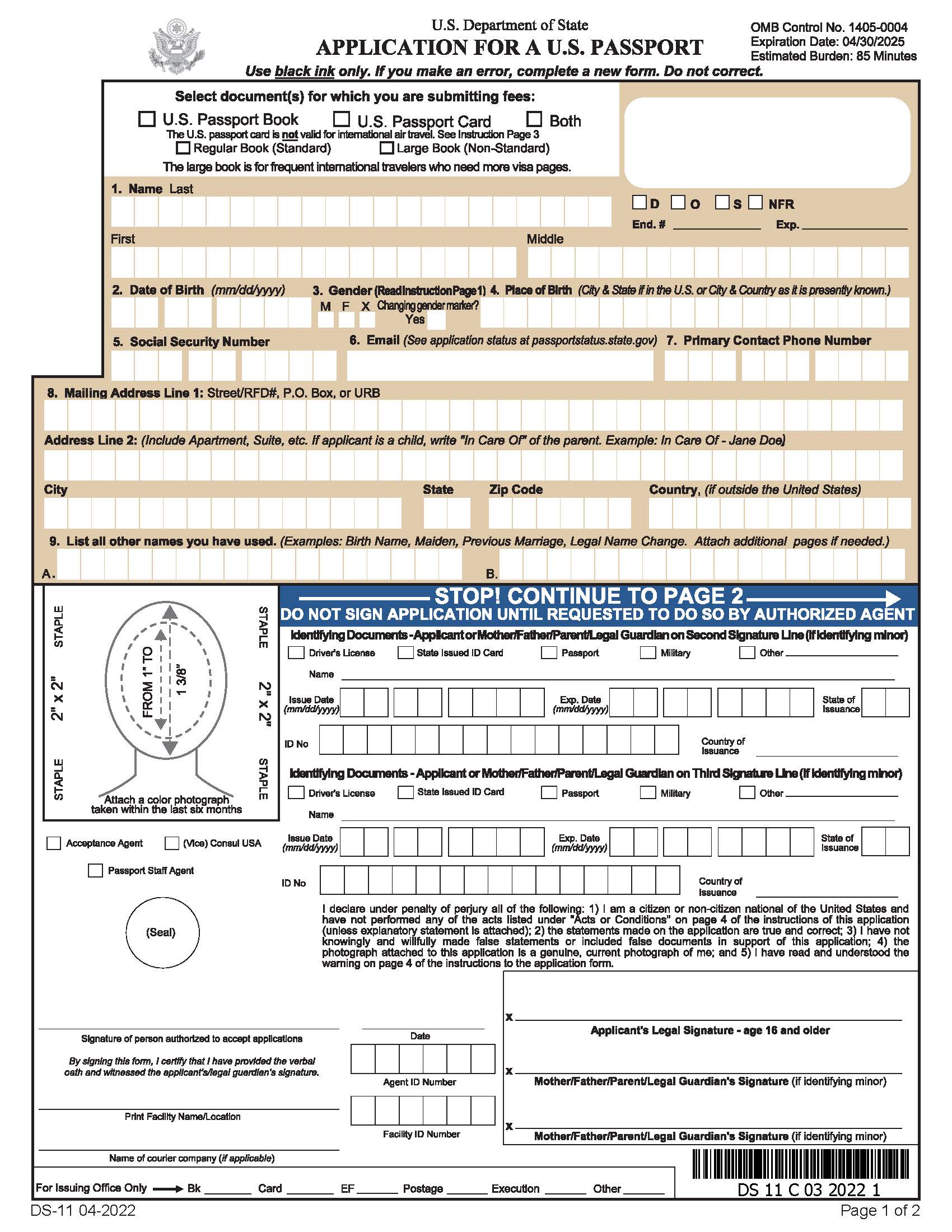 ds-11 application for a us passport