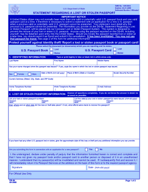 ds 64 form lost passport