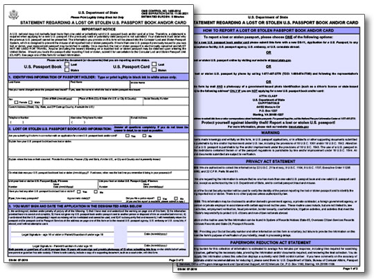 ds 64 form lost passport