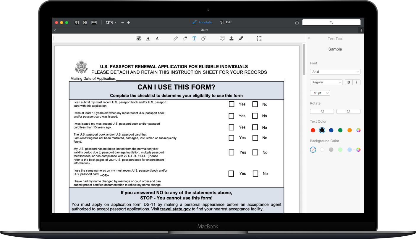 ds-82 form passport