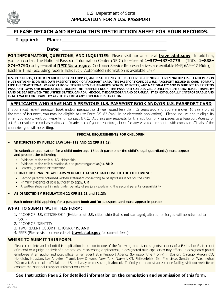 ds11 u.s. passport application