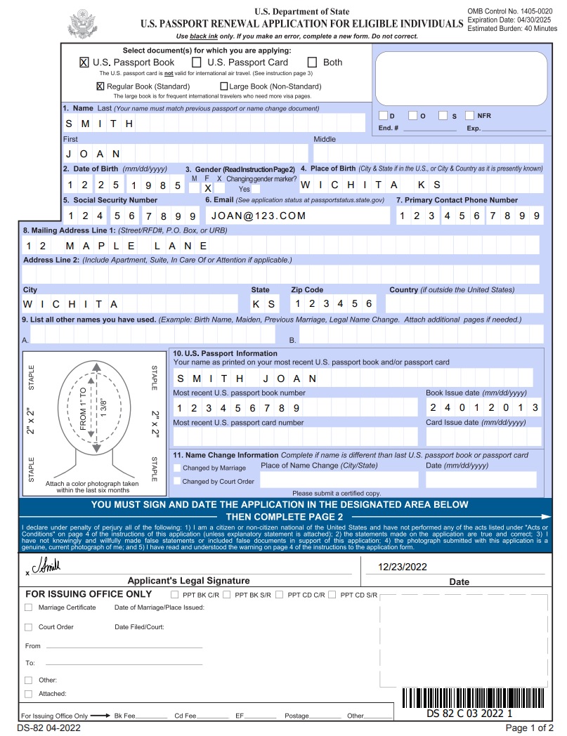 ds82 form for passport renewal