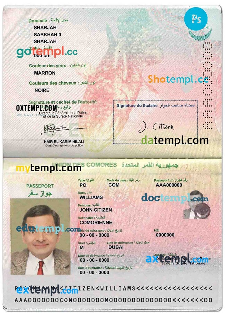 editable passport template