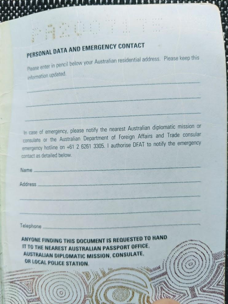 emergency contact in passport