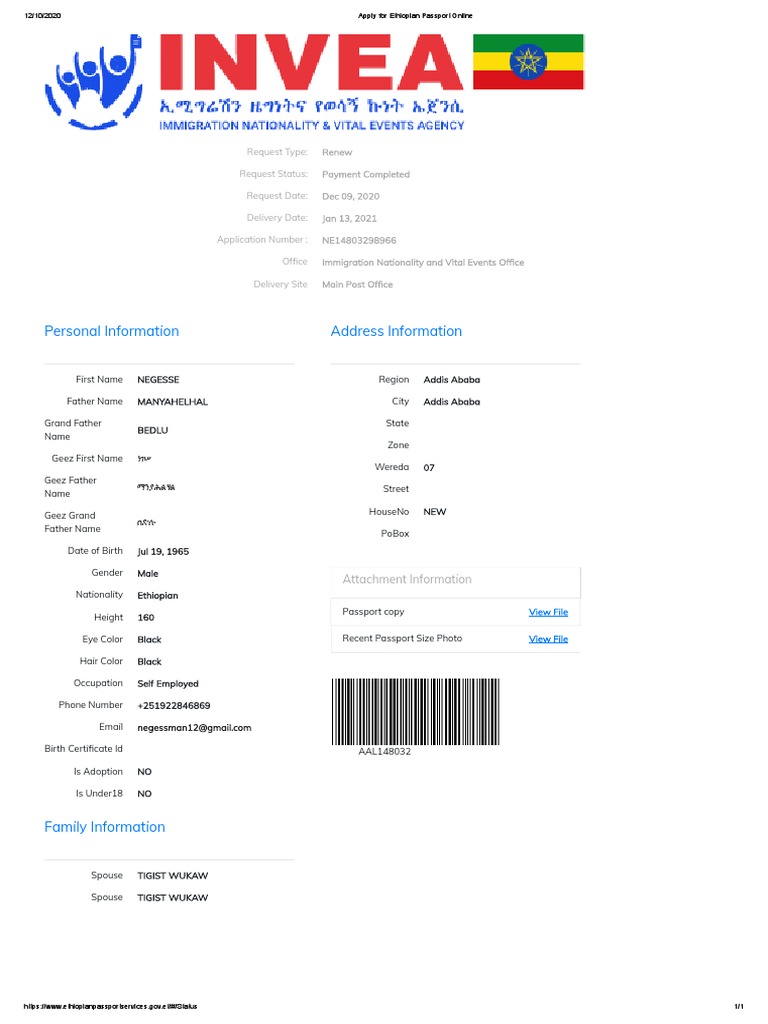 ethiopian embassy passport renewal