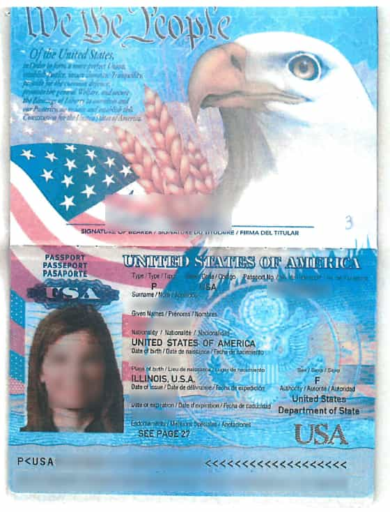 example of a us passport