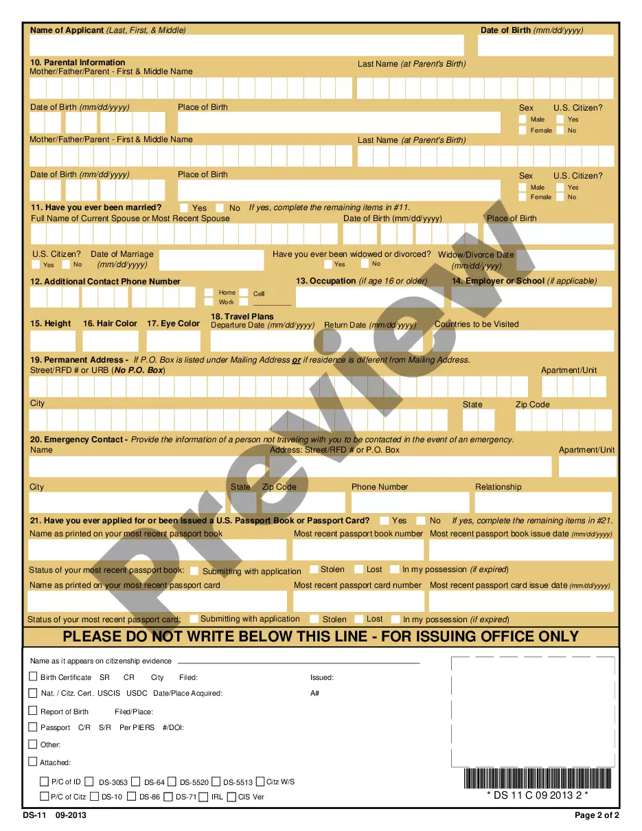 example passport application