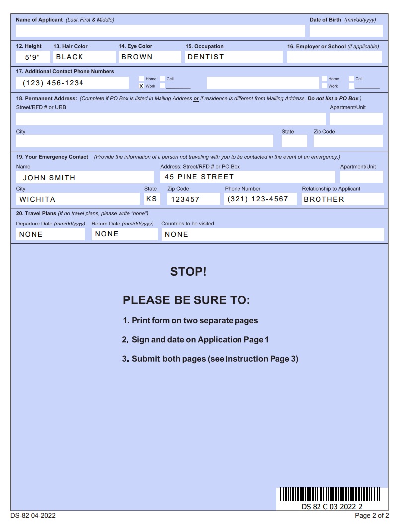 fill out check for passport