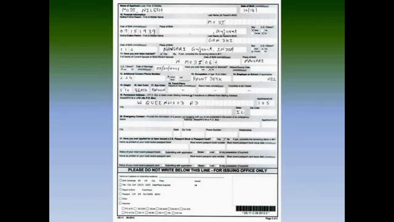 fill out passport form online