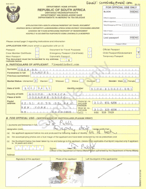 filled passport application form