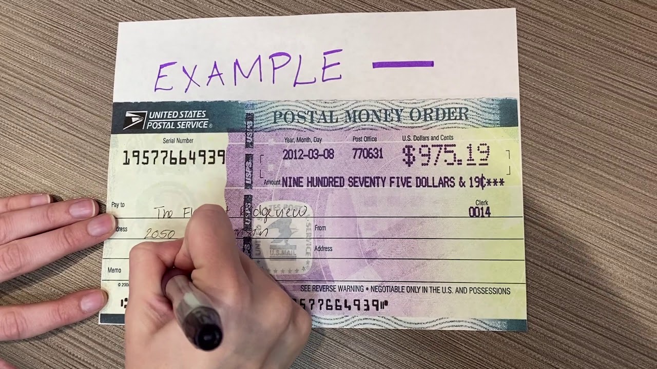 filling out money order for passport