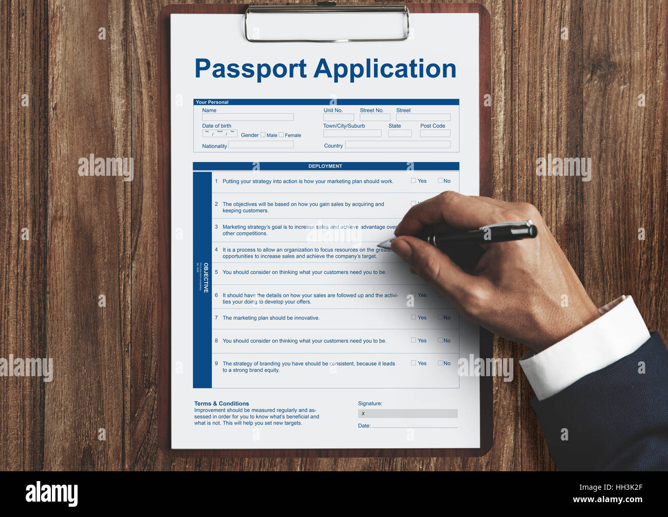 filling out passport form