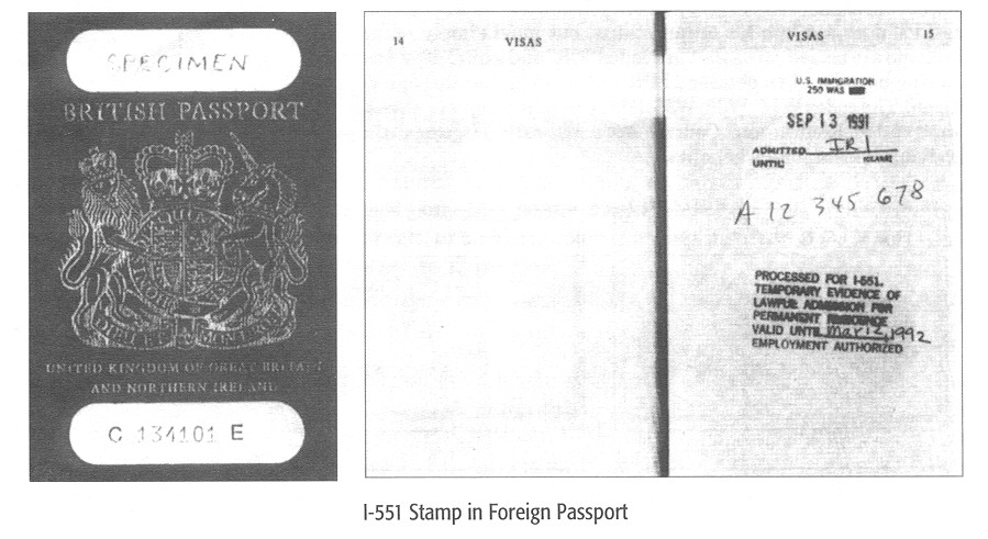 foreign passport with i-551 stamp