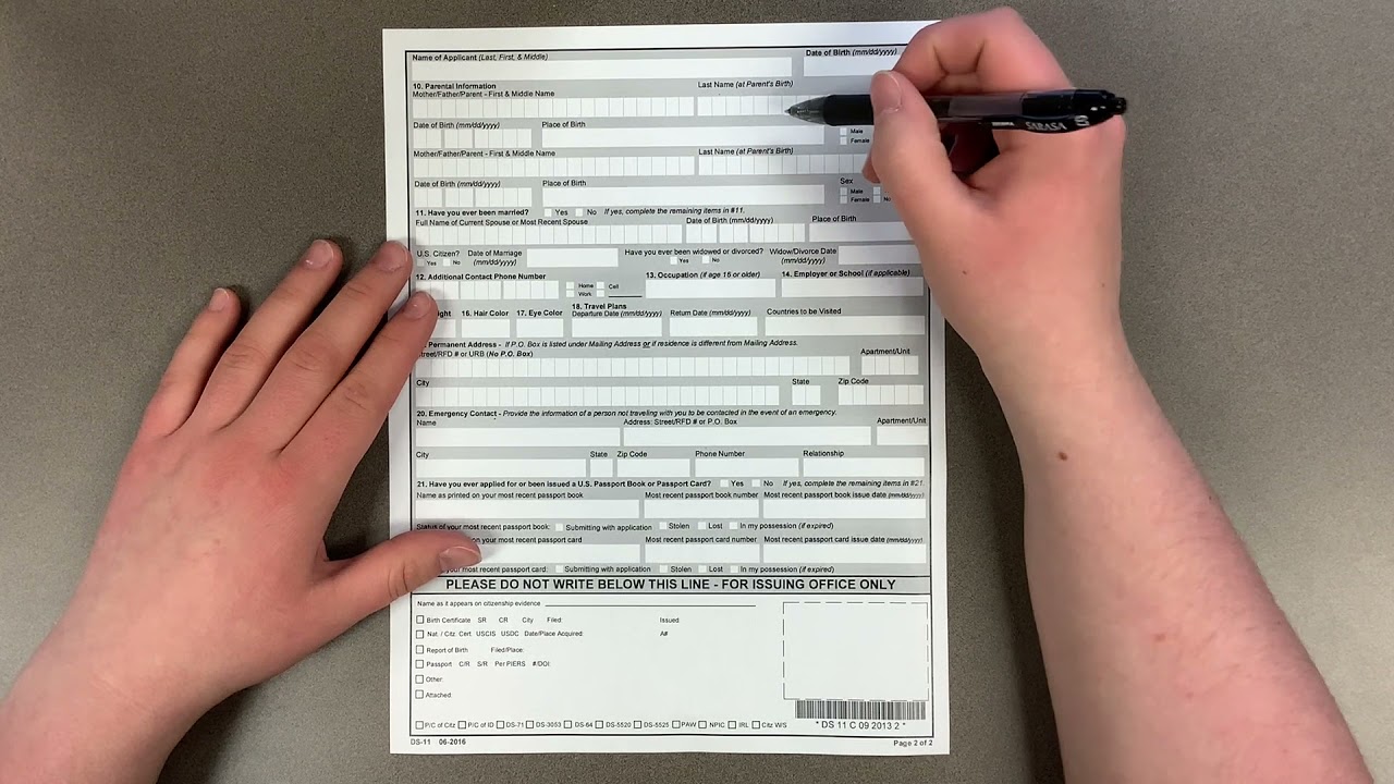 form ds-11 application for a u.s. passport.