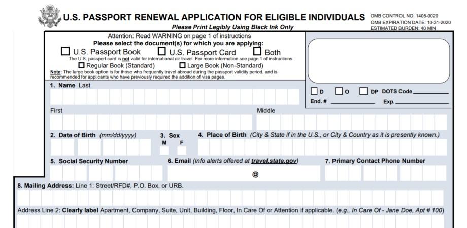 form ds 82 passport renewal form