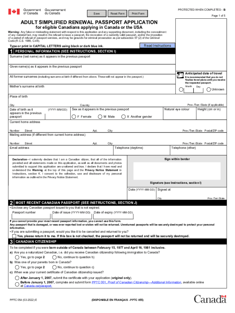 form for renewing passport