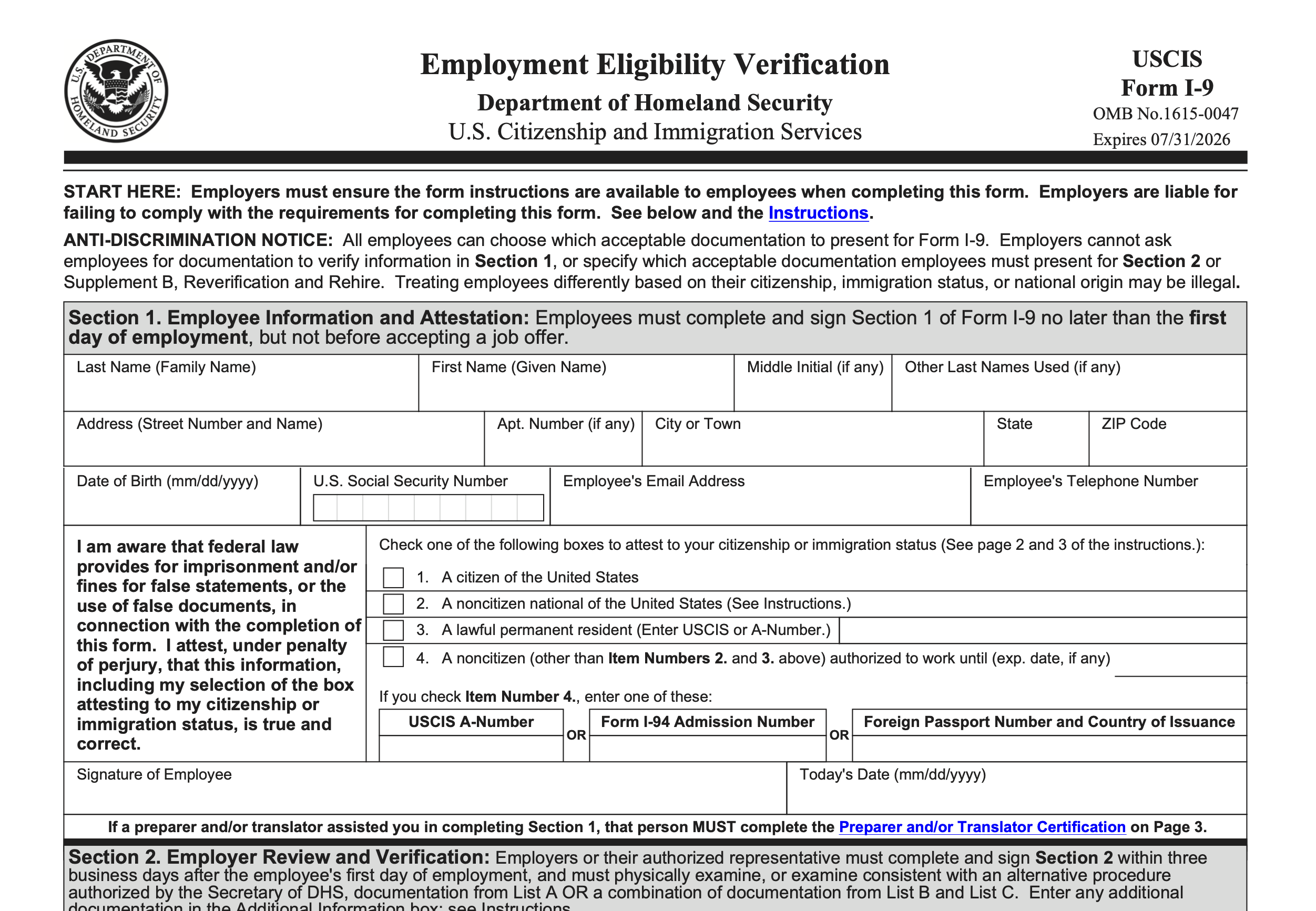 form i-9 expired passport