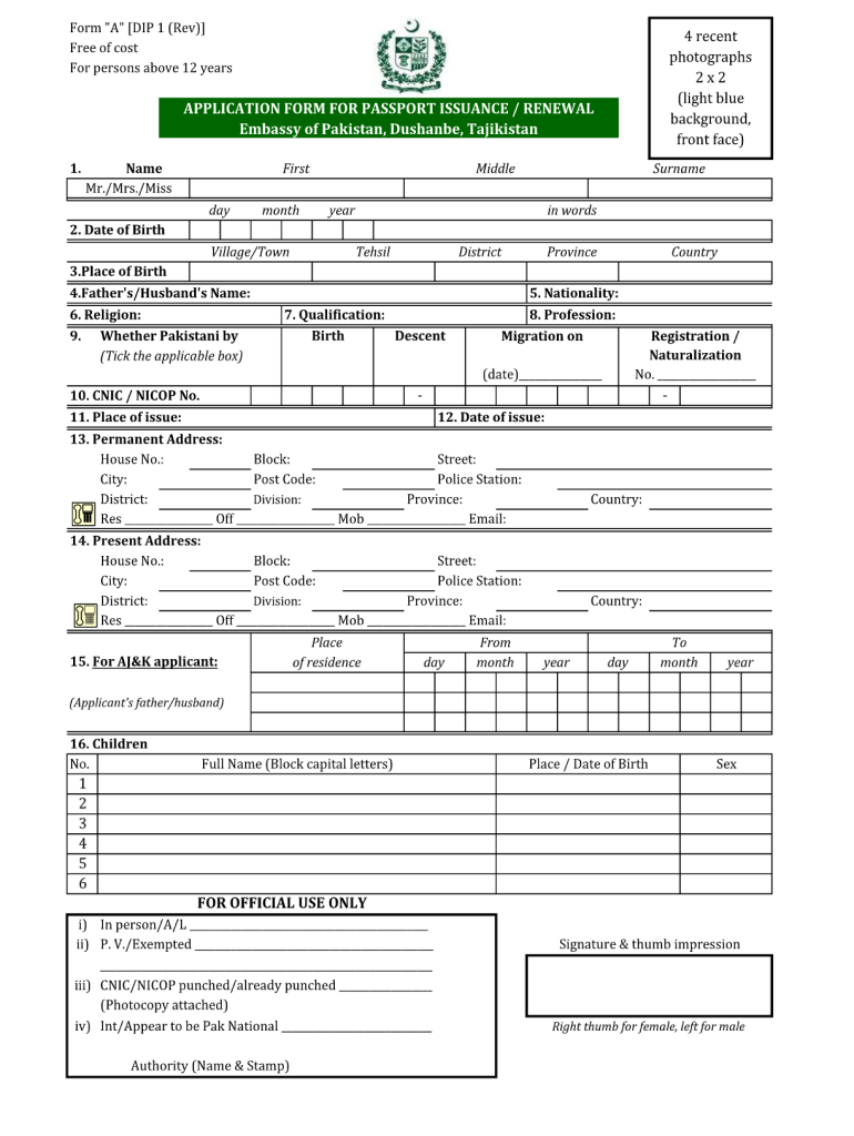 forms of payment for passport