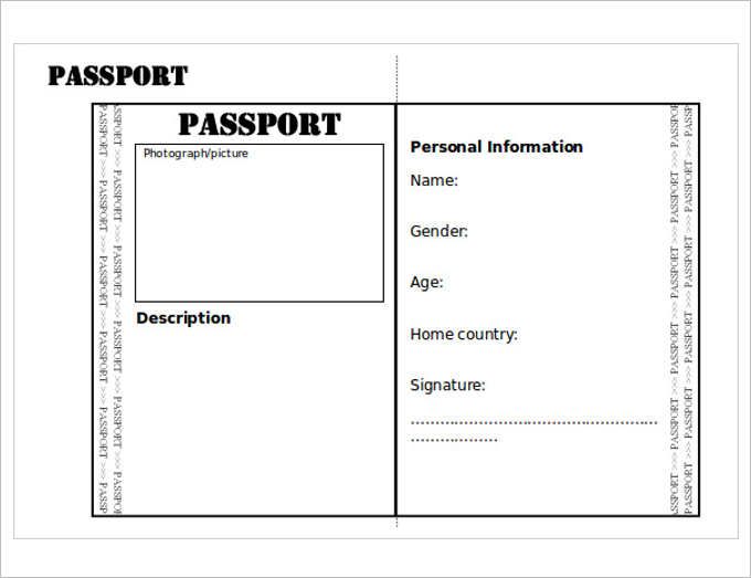 free passport template to print