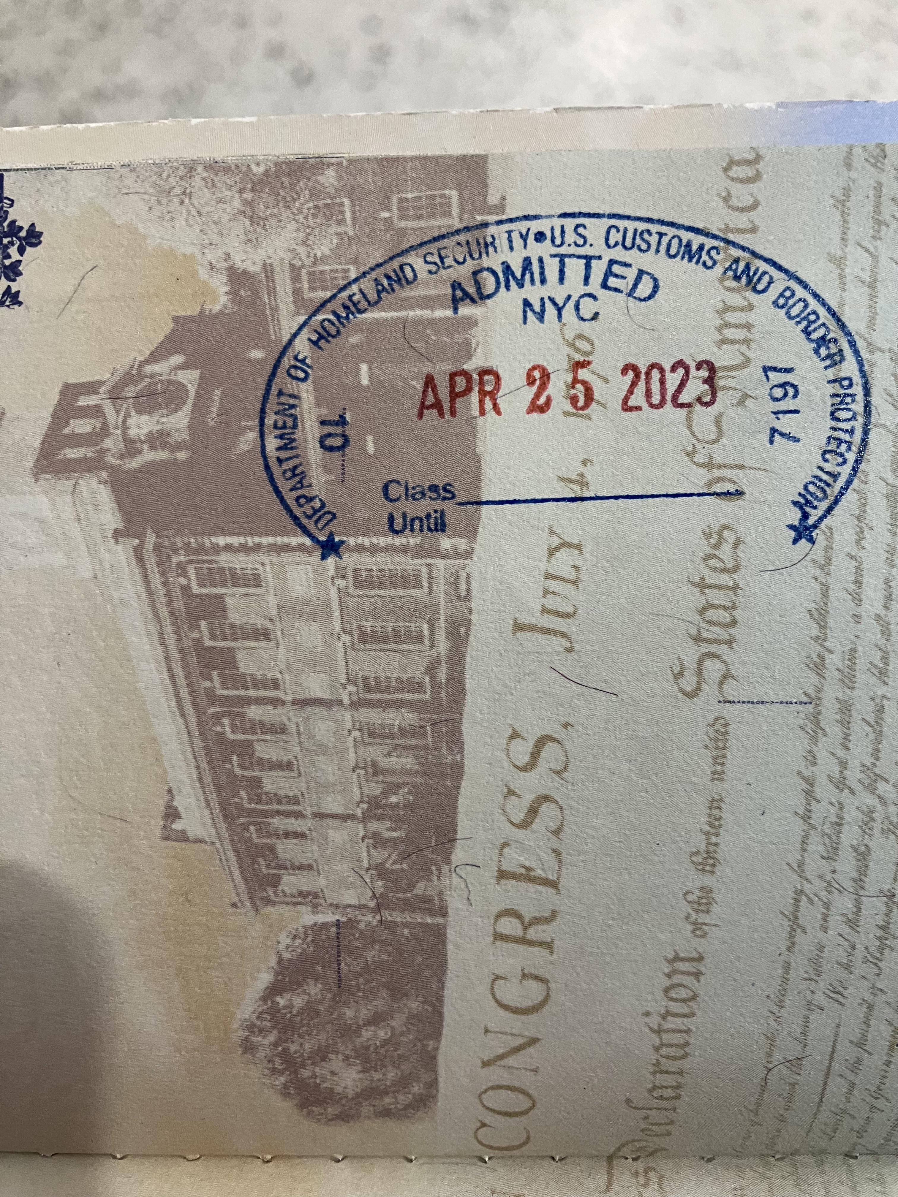 green card stamping on passport