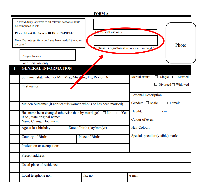 guyana passport form