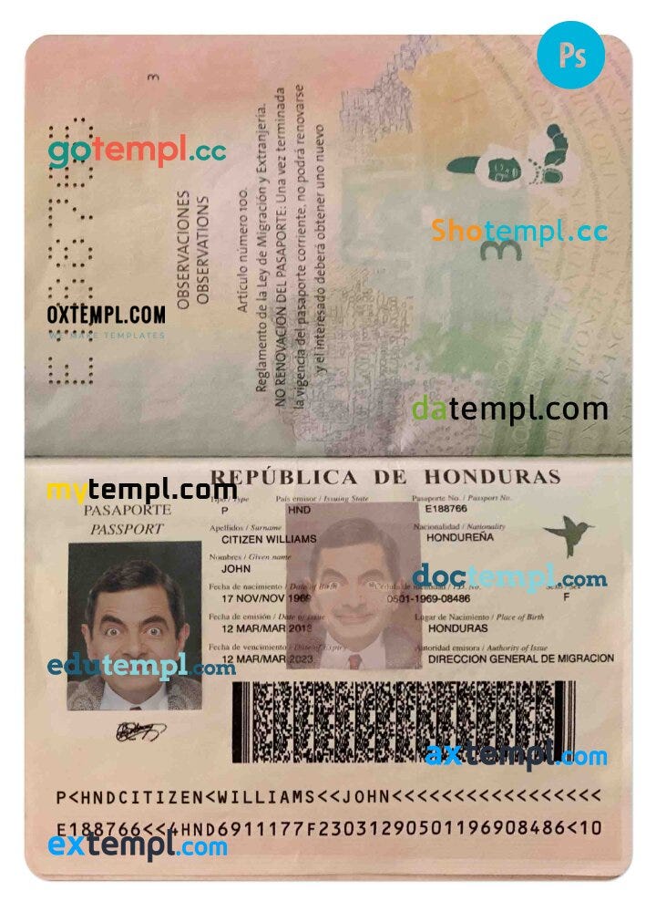 honduras passport