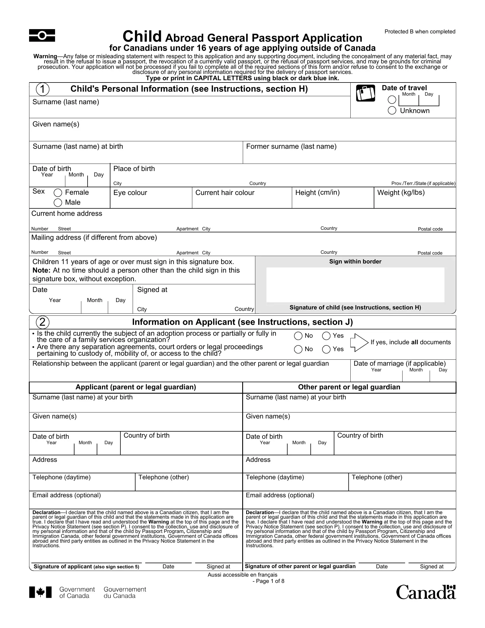 how to fill out parental information on passport application