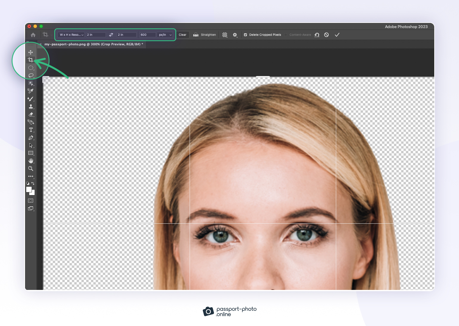 how to make passport photo size